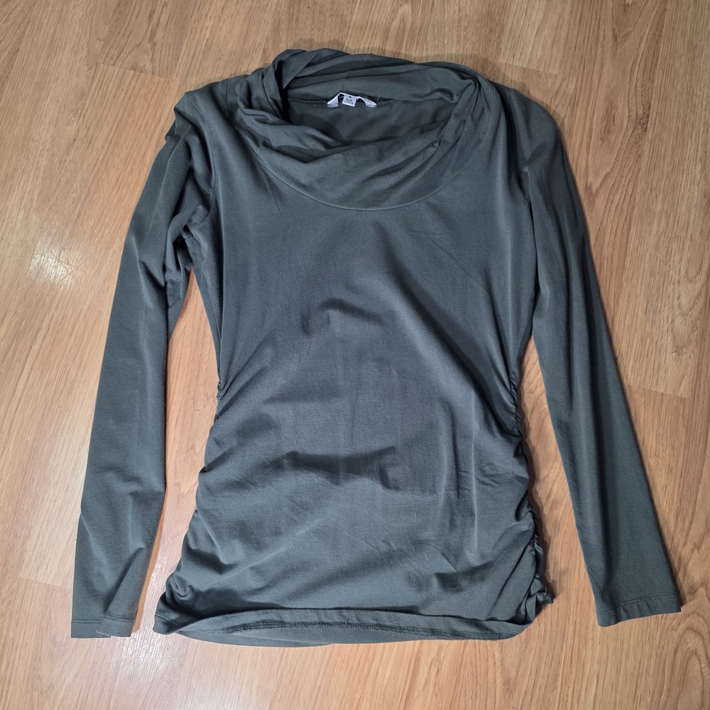 CAbi Dark Green Long Sleeve Blouse